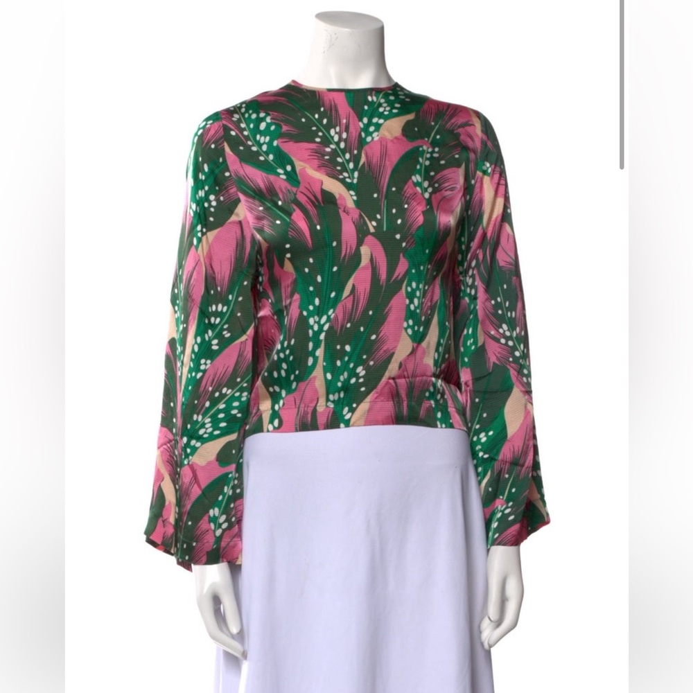 Rodebjer 
Tropical Green and Pink Women's Blouse